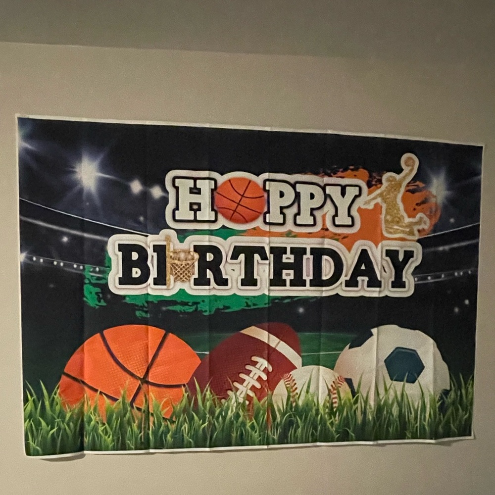 EUC Large Sports Themed Birthday Banner Measuring 48” X 70”